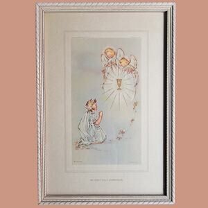Vintage 1950s Framed My First Holy Communion E.G. Co Inc. Print